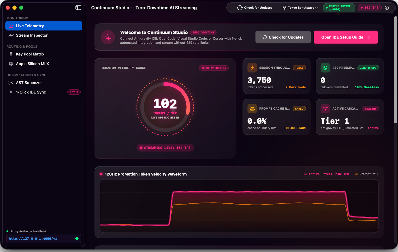 Continuum Studio - Local reverse proxy preventing agent rate limits